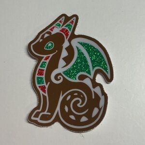 Brown Dragon Sticker with Green and Red Accents